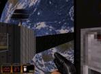 Vista panoramica da una finestra della stazione spaziale, ambientazione del secondo capitolo del gioco. Notare che anche il pannello solare � uno sprite...